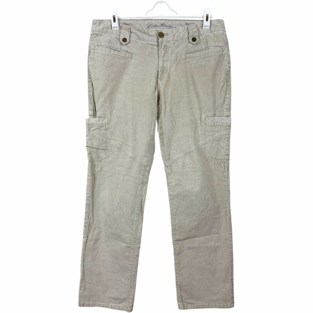 Eddie Bauer Pants Womens 14 Green Corduroy Stretch Modern Straight Casual Ladies - Picture 2 of 8